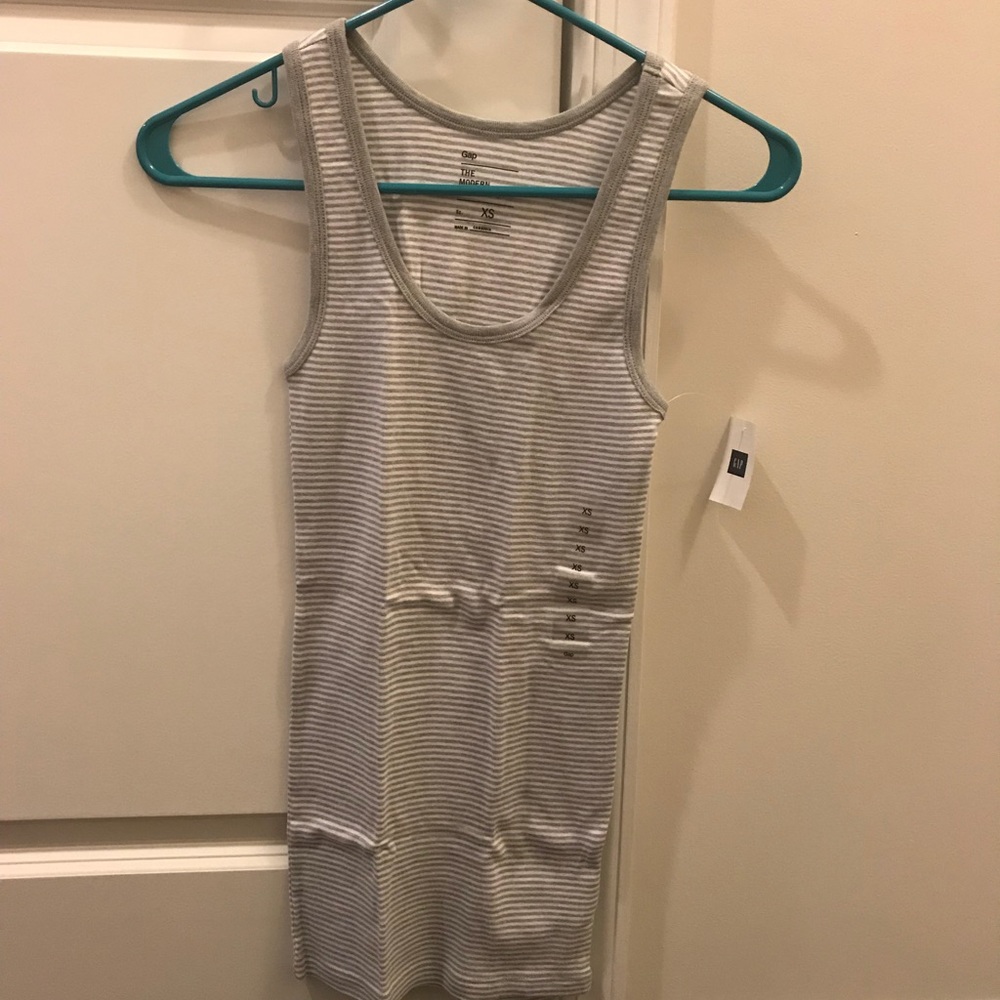 NWT Gap (New Modern) Striped Tank, XS, Gry/White